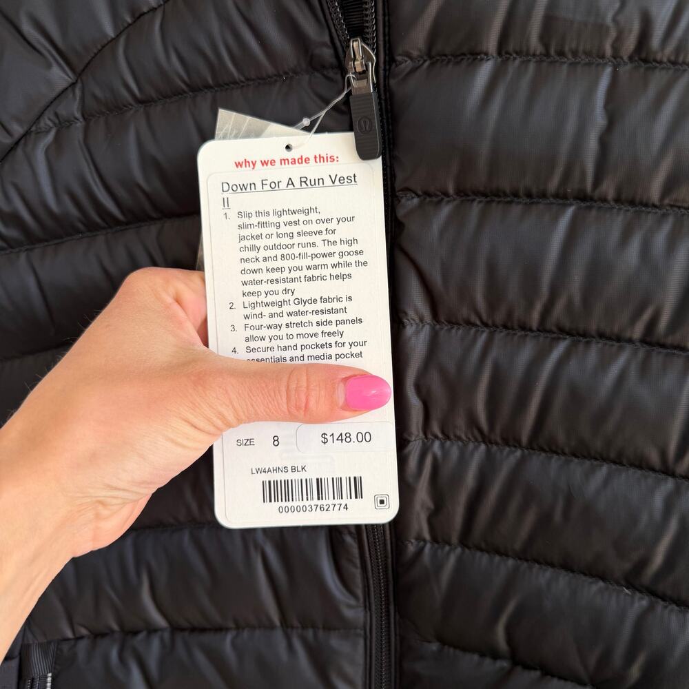 Lululemon Down For A Run Vest II Zip Up Black 8 NWT - Picture 8 of 13